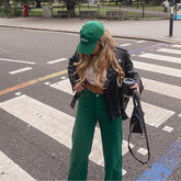 Pantalon droit vert High Street Jeans Street Pantalon ample à coupe ample